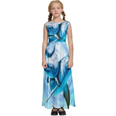 Dolphin Blue Sea Fantasy Kids  Satin Sleeveless Maxi Dress