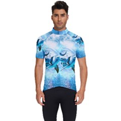 Dolphin Blue Sea Fantasy Men s Short Sleeve Cycling Jersey by Maspions