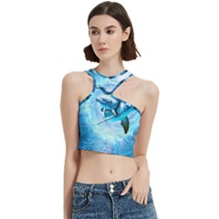 Dolphin Blue Sea Fantasy Cut Out Top