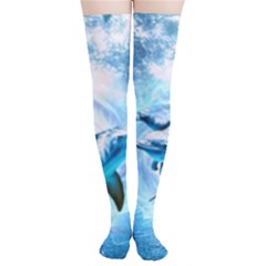 Dolphin Blue Sea Fantasy Thigh High Stockings