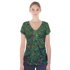 Grass Nature Meadow Short Sleeve Front Detail Top