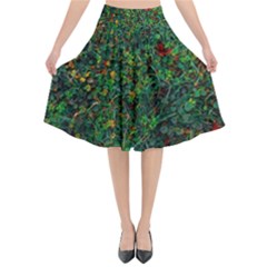 Grass Nature Meadow Flared Midi Skirt