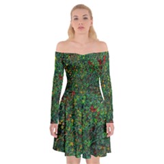 Grass Nature Meadow Off Shoulder Skater Dress