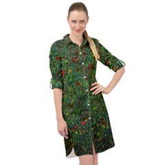 Grass Nature Meadow Long Sleeve Mini Shirt Dress