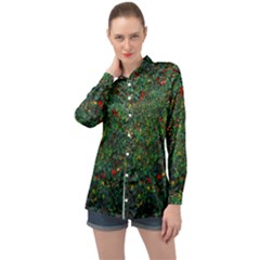 Grass Nature Meadow Long Sleeve Satin Shirt