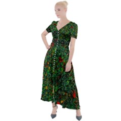 Grass Nature Meadow Button Up Short Sleeve Maxi Dress