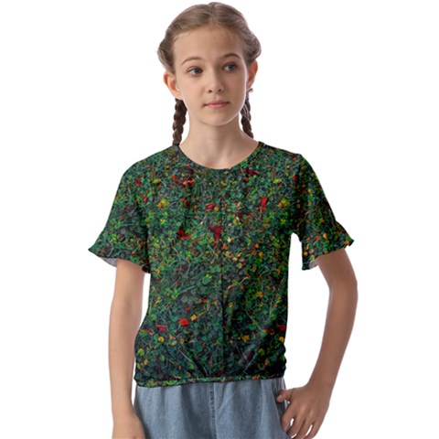 Grass Nature Meadow Kids  Cuff Sleeve Scrunch Bottom T-shirt by Hannah976