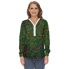 Grass Nature Meadow Zip Up Long Sleeve Blouse