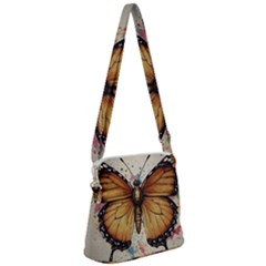 Butterflies Of Motivation Zipper Messenger Bag