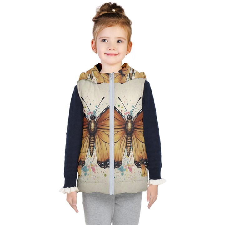 Butterflies of motivation Kids  Hooded Puffer Vest