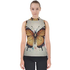 Butterflies of motivation Mock Neck Shell Top