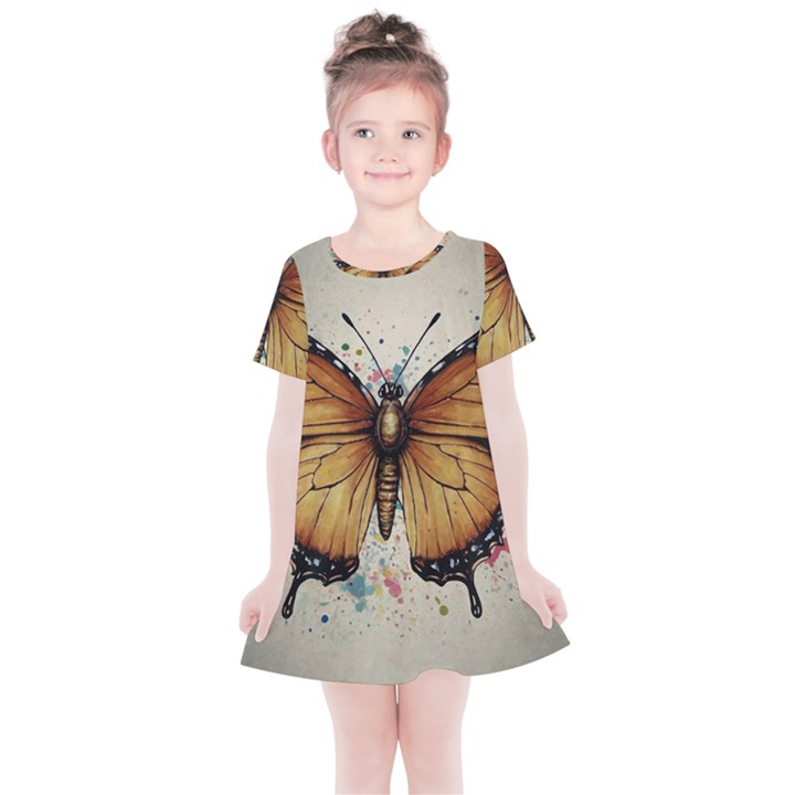 Butterflies of motivation Kids  Simple Cotton Dress