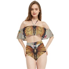 Butterflies of motivation Halter Flowy Bikini Set 