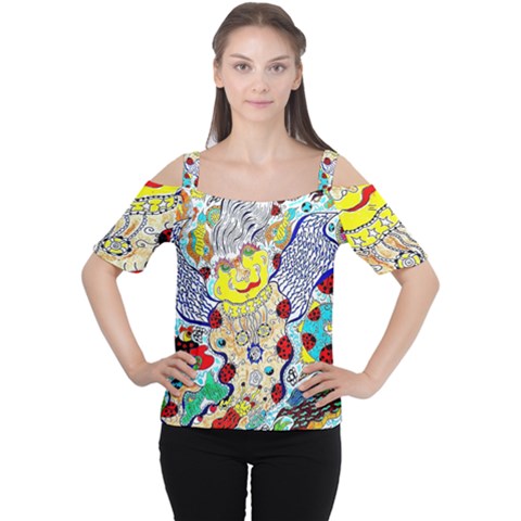 Supersonic Ladybug Angel Power Cutout Shoulder T-shirt by chellerayartisans