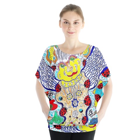 Supersonic Ladybug Angel Power Batwing Chiffon Blouse by chellerayartisans