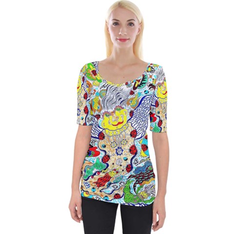 Supersonic Ladybug Angel Power Wide Neckline T-shirt by chellerayartisans