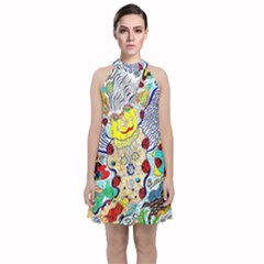 Supersonic Ladybug Angel Power Velvet Halter Neckline Dress 