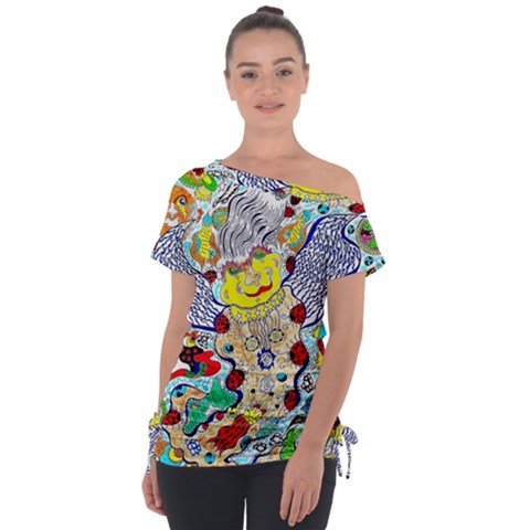 Supersonic Ladybug Angel Power Off Shoulder Tie-up T-shirt by chellerayartisans