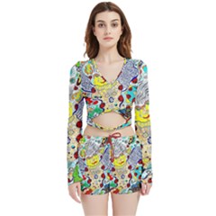 Supersonic Ladybug Angel Power Velvet Wrap Crop Top And Shorts Set