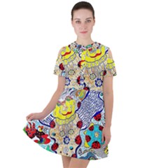 Supersonic Ladybug Angel Power Short Sleeve Shoulder Cut Out Dress 