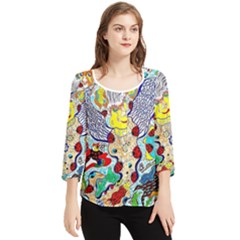 Supersonic Ladybug Angel Power Chiffon Quarter Sleeve Blouse by chellerayartisans