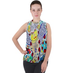 Supersonic Ladybug Angel Power Mock Neck Chiffon Sleeveless Top