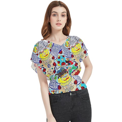 Supersonic Ladybug Angel Power Butterfly Chiffon Blouse by chellerayartisans