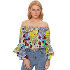 Supersonic Ladybug Angel Power Off Shoulder Flutter Bell Sleeve Top