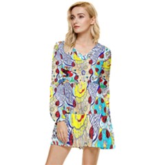 Supersonic Ladybug Angel Power Tiered Long Sleeve Mini Dress