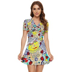 Supersonic Ladybug Angel Power V-neck High Waist Chiffon Mini Dress