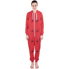 Spiders Pattern Seamless Arachnids Hooded Jumpsuit (ladies)