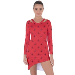 Spiders Pattern Seamless Arachnids Asymmetric Cut-out Shift Dress