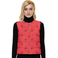 Spiders Pattern Seamless Arachnids Women s Button Up Puffer Vest