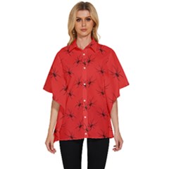 Spiders Pattern Seamless Arachnids Women s Batwing Button Up Shirt