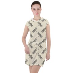 Dragonfy Insect Pattern Drawstring Hooded Dress by Maspions