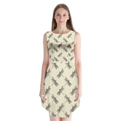 Dragonfy Insect Pattern Sleeveless Chiffon Dress  