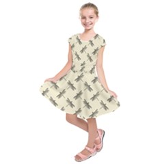 Dragonfy Insect Pattern Kids  Short Sleeve Dress