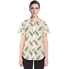 Dragonfy Insect Pattern Women s Short Sleeve Shirt