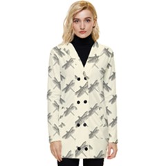 Dragonfy Insect Pattern Button Up Hooded Coat 