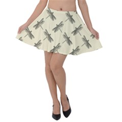 Dragonfy Insect Pattern Velvet Skater Skirt