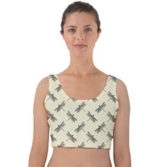 Dragonfy Insect Pattern Velvet Crop Top