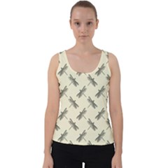 Dragonfy Insect Pattern Velvet Tank Top