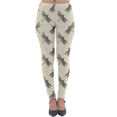 Dragonfy Insect Pattern Lightweight Velour Leggings by Maspions