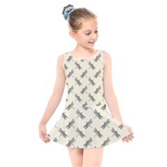 Dragonfy Insect Pattern Kids  Skater Dress Swimsuit