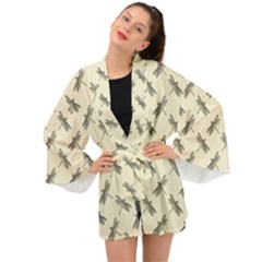 Dragonfy Insect Pattern Long Sleeve Kimono