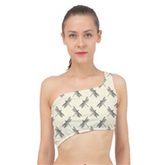 Dragonfy Insect Pattern Spliced Up Bikini Top 