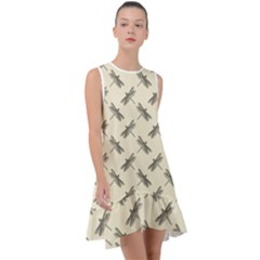 Dragonfy Insect Pattern Frill Swing Dress by Maspions