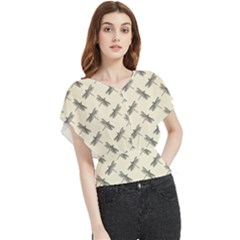 Dragonfy Insect Pattern Butterfly Chiffon Blouse