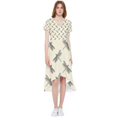 Dragonfy Insect Pattern High Low Boho Dress