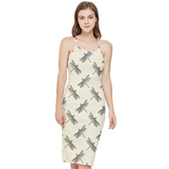 Dragonfy Insect Pattern Bodycon Cross Back Summer Dress